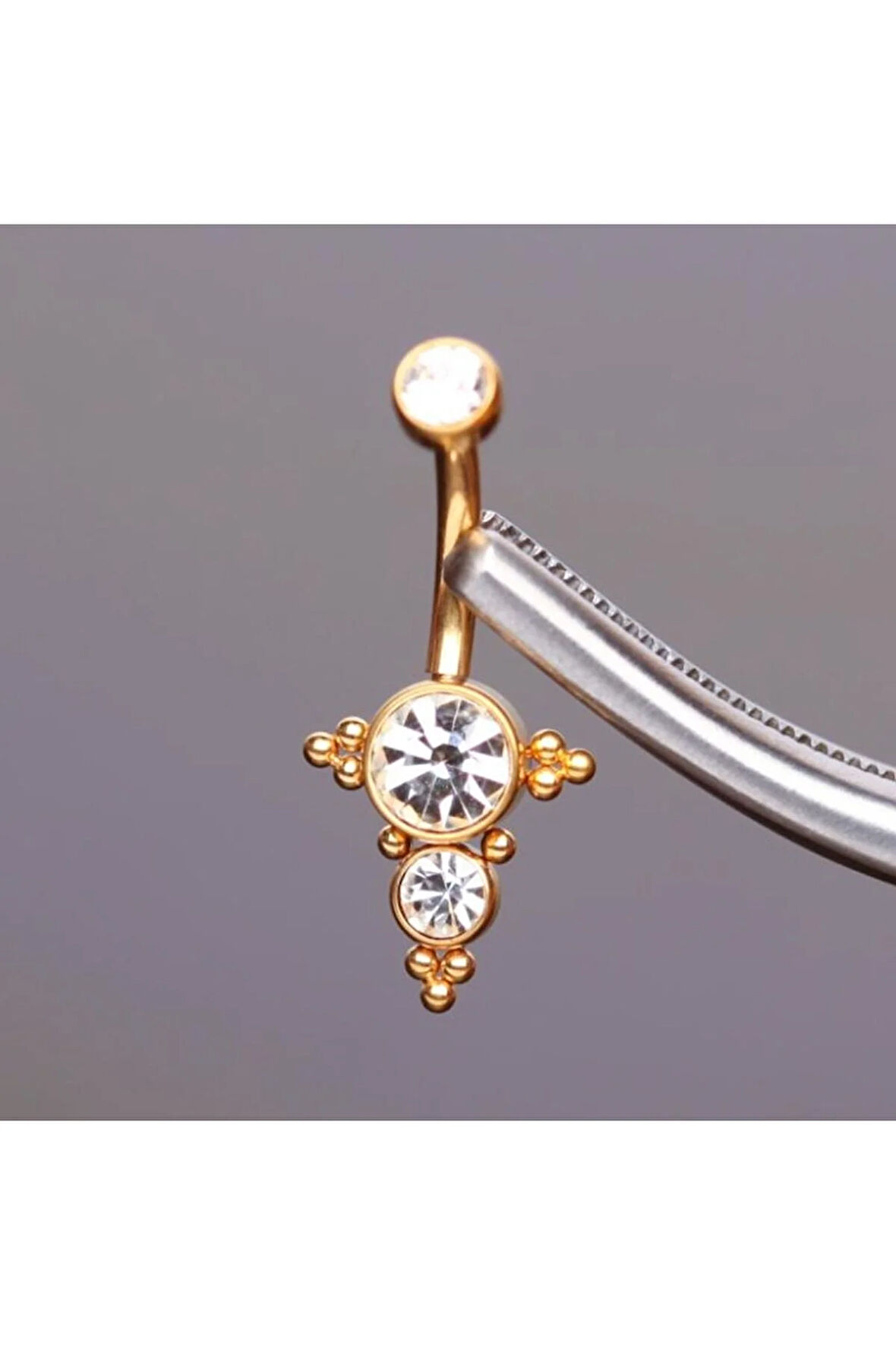 Yüksek Kalite G23 Titanium Zirkon Parlak Taşlı Titanyum Göbek Piercingi