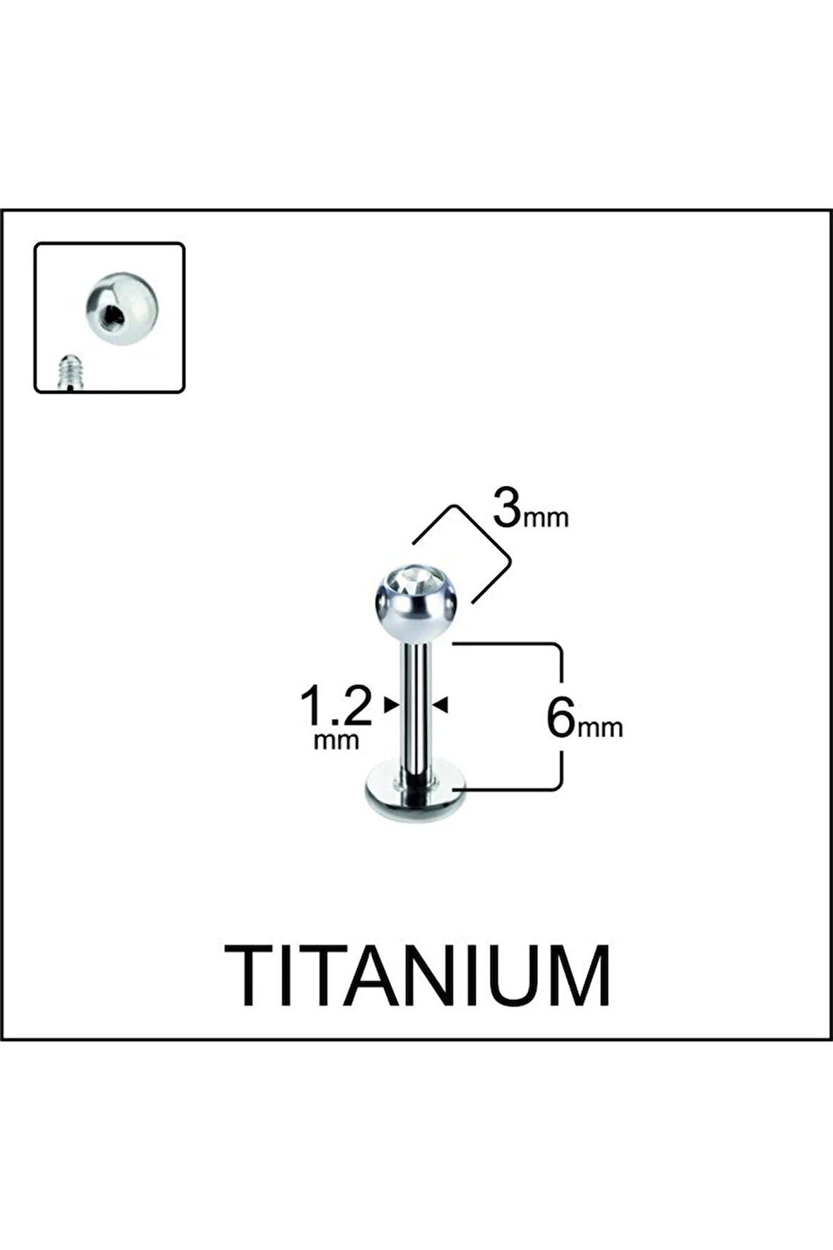 Yüksek Kalite G23 Titanium Tek Taş Titanyum Dudak Helix Kıkırdak Tragus Piercingi