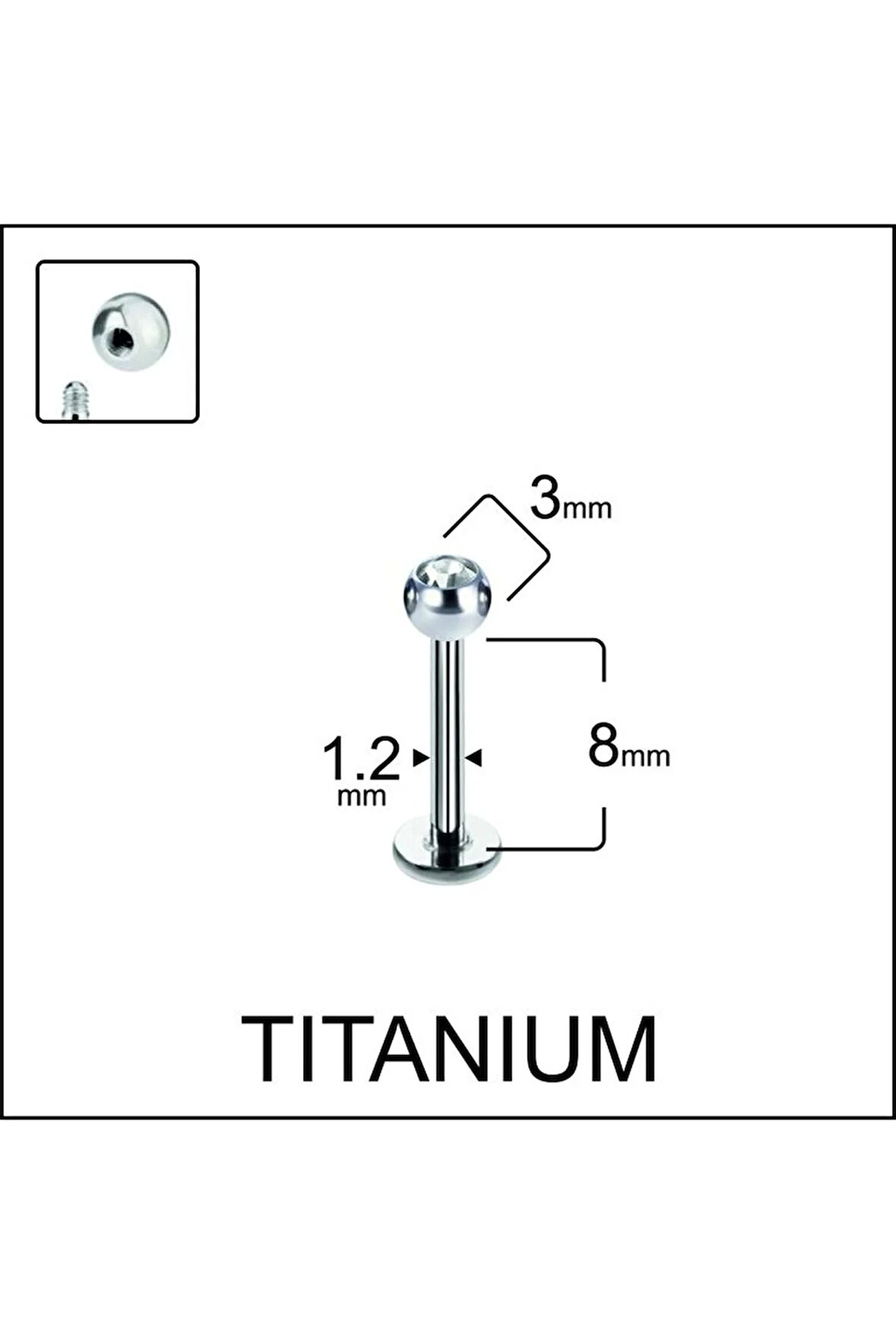 Yüksek Kalite G23 Titanium Tek Taş Titanyum Dudak Helix Kıkırdak Tragus Piercingi
