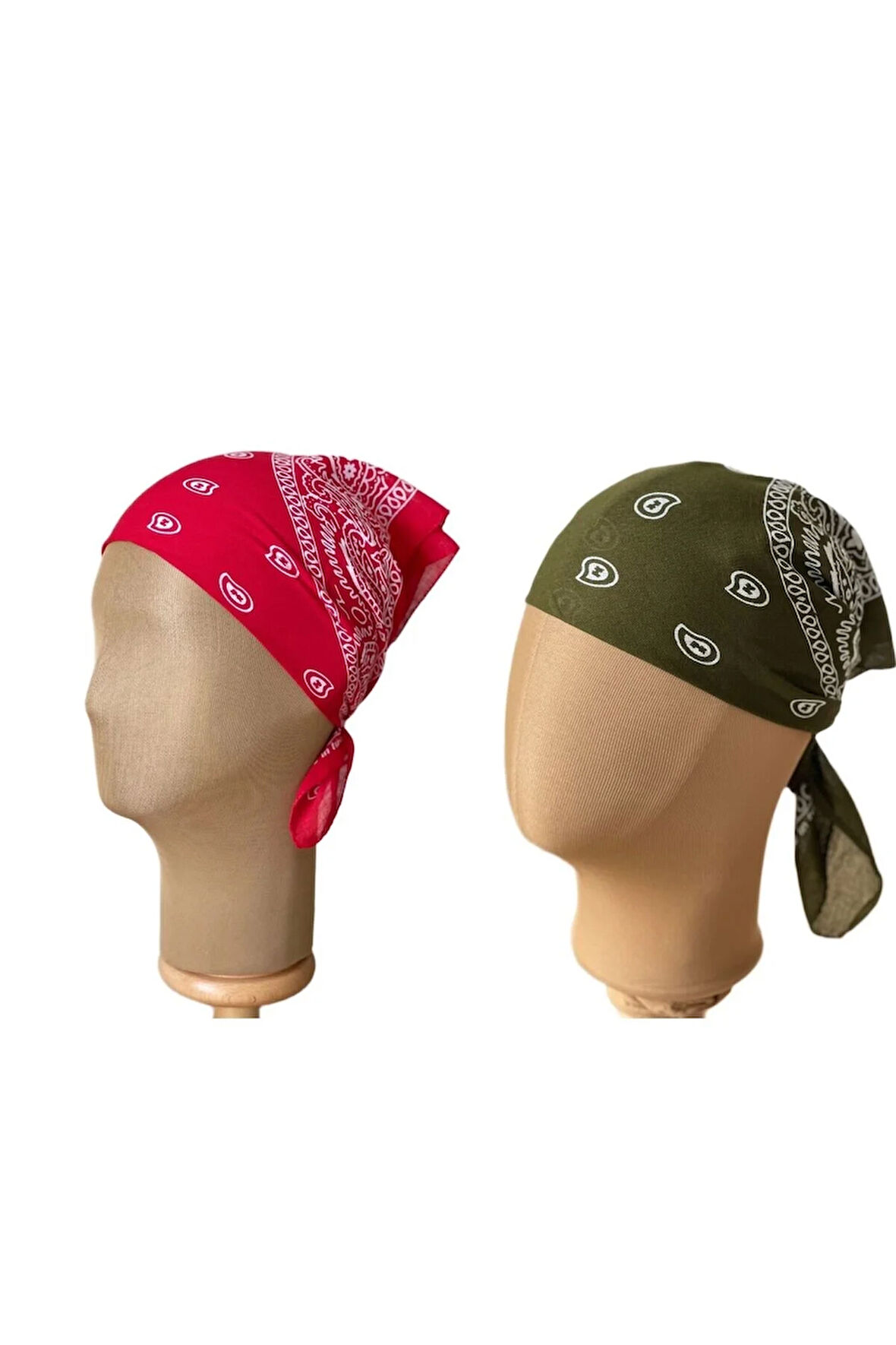 %100 Pamuklu Klasik Desen Unisex 2li Bandana Seti Renkli Bandana Etnik Desenli A Kalite Bandana