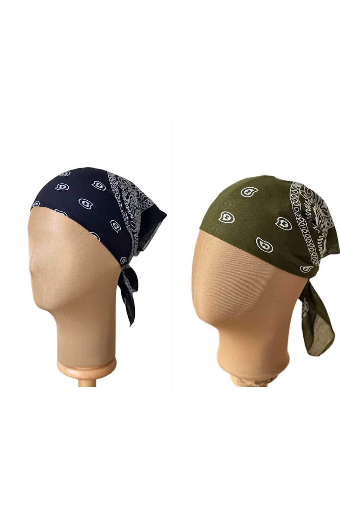 %100 Pamuklu Klasik Desen Unisex 2li Bandana Seti Renkli Bandana Etnik Desenli A Kalite Bandana