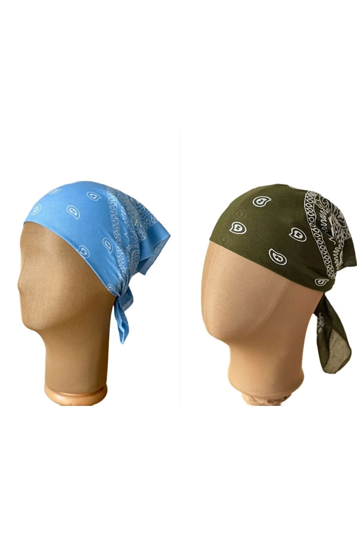 %100 Pamuklu Klasik Desen Unisex 2li Bandana Seti Renkli Bandana Etnik Desenli A Kalite Bandana