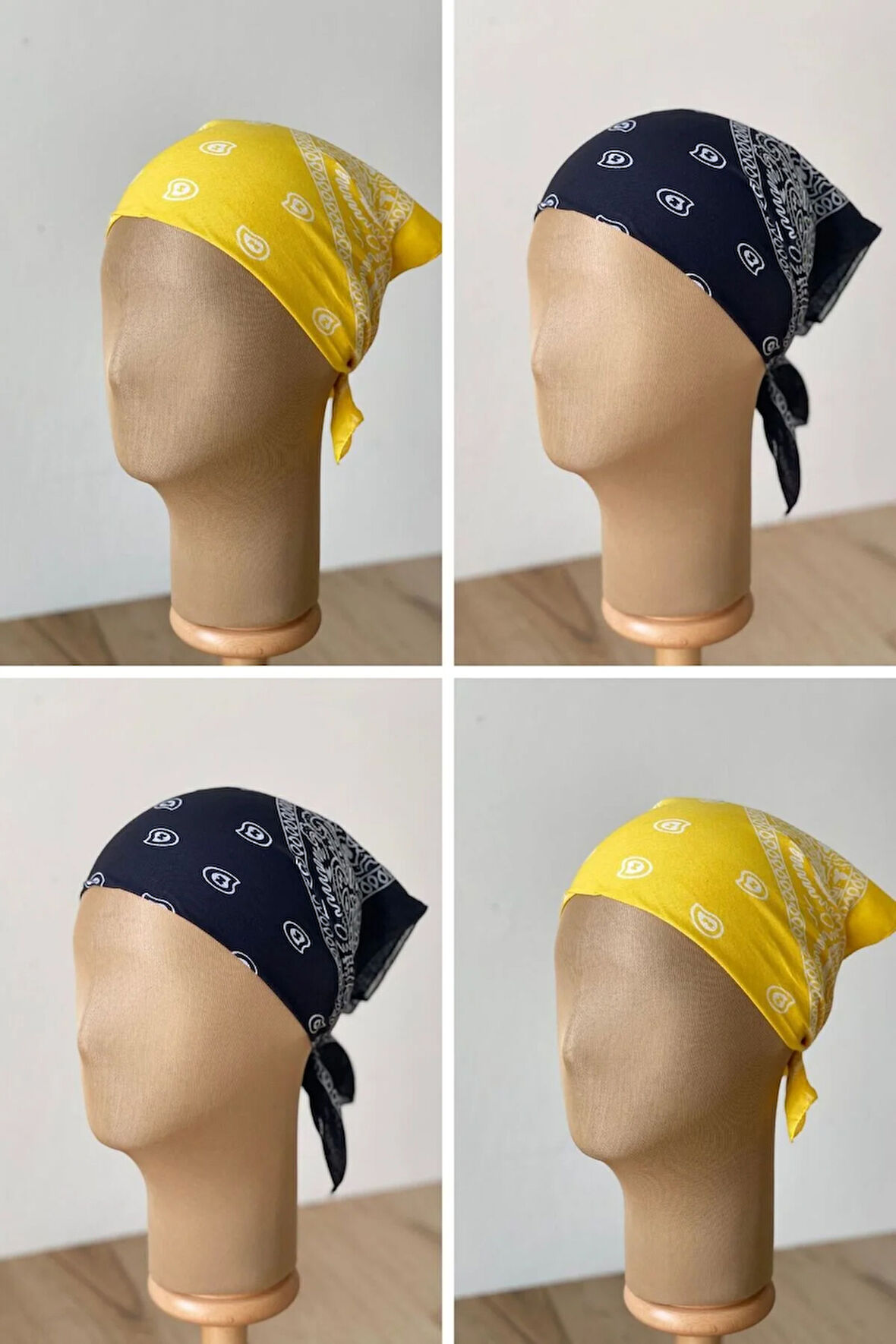 %100 Pamuklu Klasik Desen Unisex 4lü Bandana Seti Renkli Bandana Etnik Desenli A Kalite Bandana