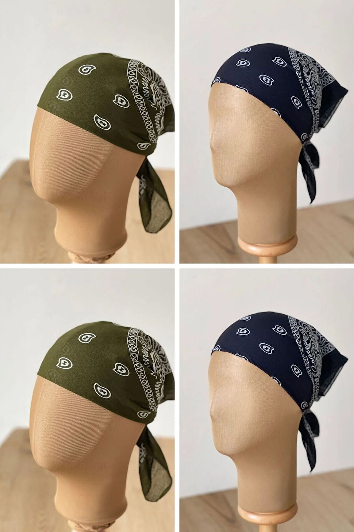 %100 Pamuklu Klasik Desen Unisex 4lü Bandana Seti Renkli Bandana Etnik Desenli A Kalite Bandana