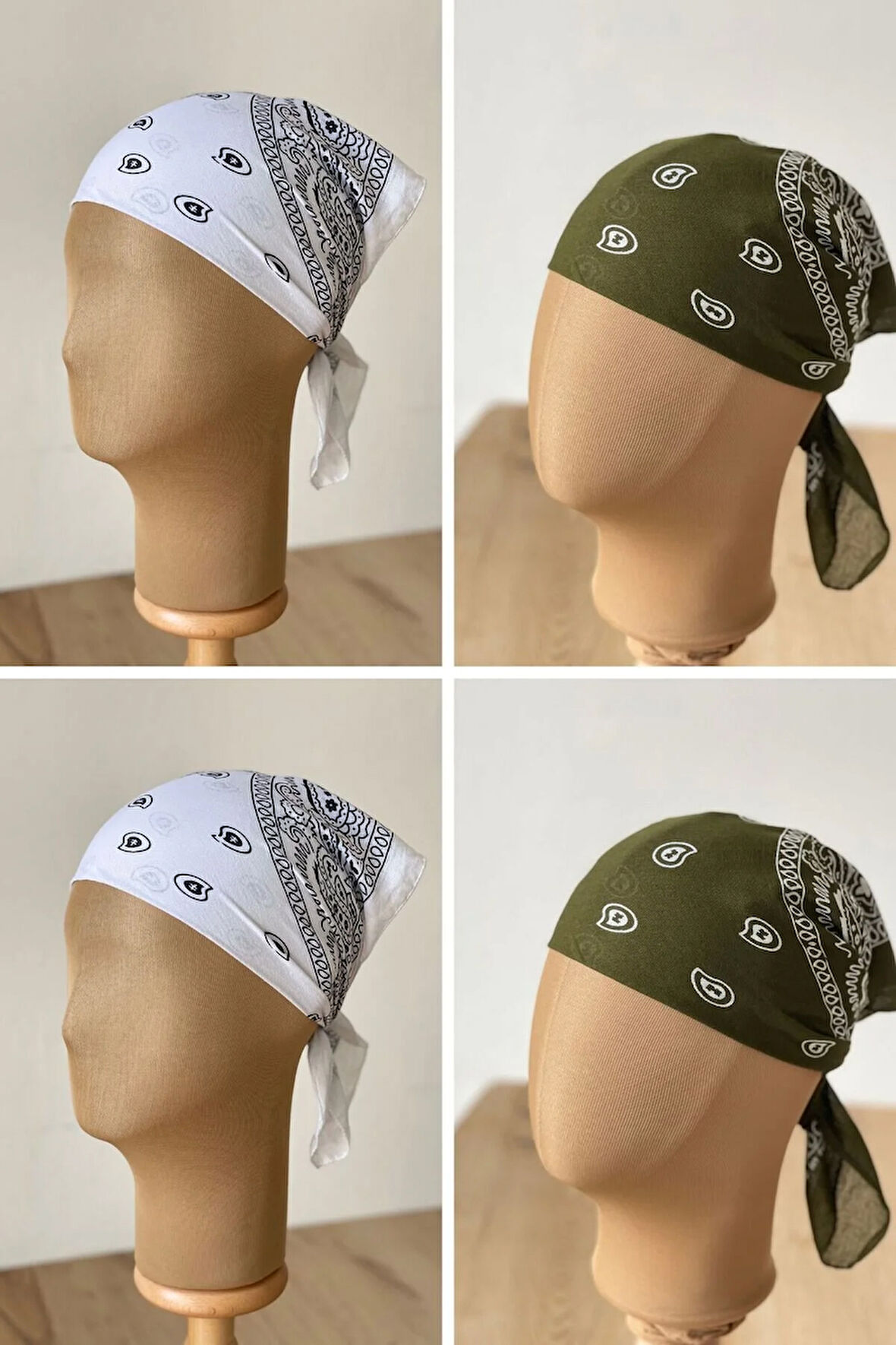 %100 Pamuklu Klasik Desen Unisex 4lü Bandana Seti Renkli Bandana Etnik Desenli A Kalite Bandana