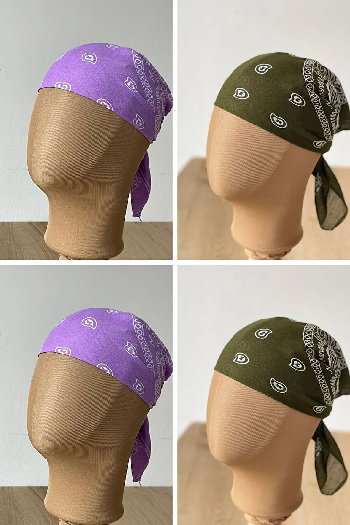 %100 Pamuklu Klasik Desen Unisex 4lü Bandana Seti Renkli Bandana Etnik Desenli A Kalite Bandana