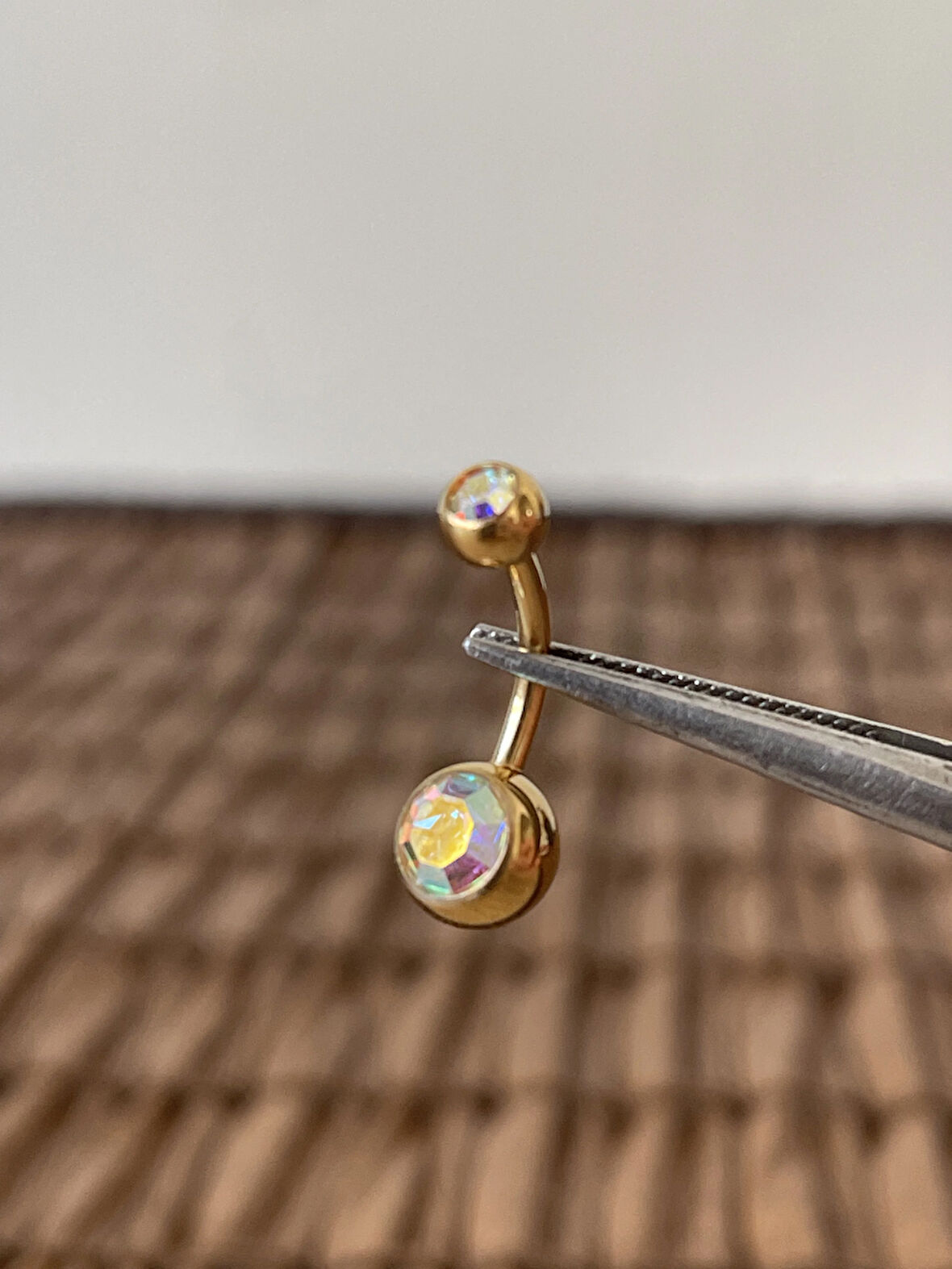 Yüksek Kalite G23 Titanium Hareli Parlak Top Taşlı Titanyum Göbek Piercingi Top 10mm