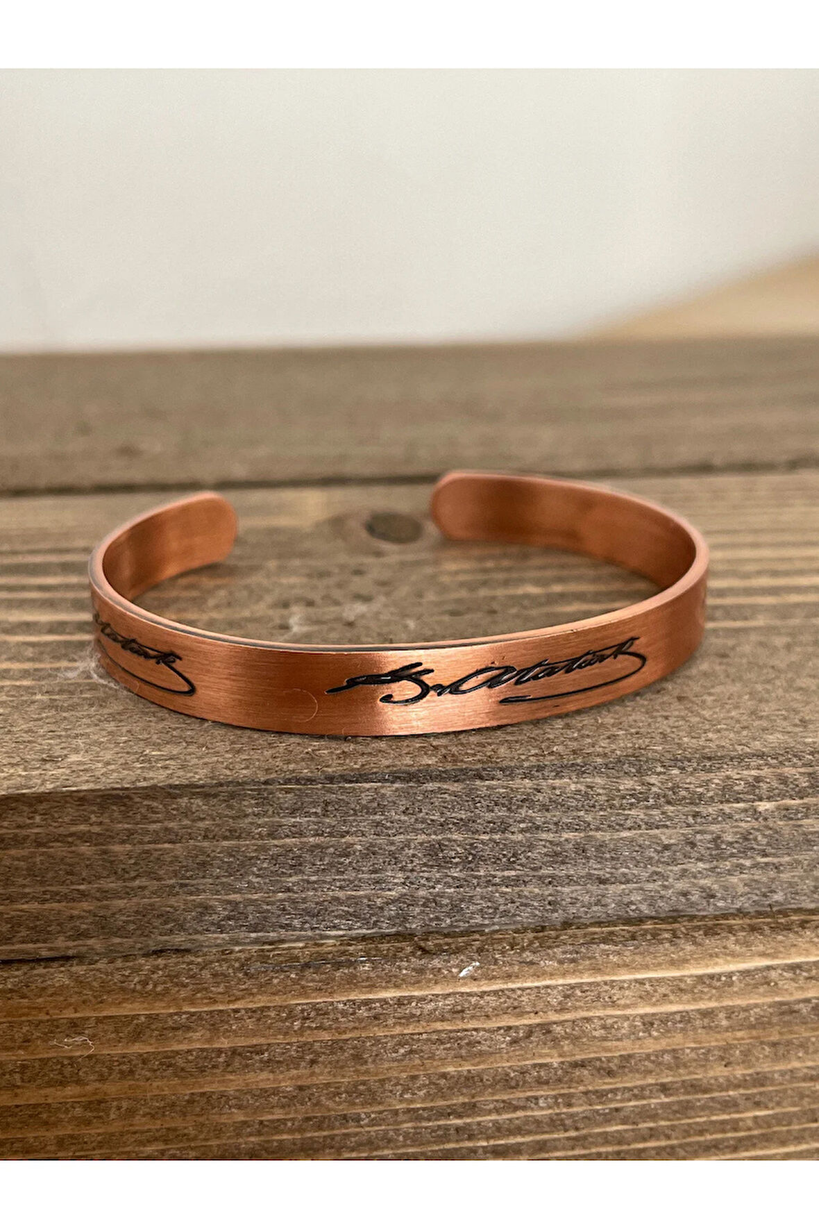 %100 Safa Bakır Mustafa Kemal Atatürk İmzalı Saf Bakır Bileklik