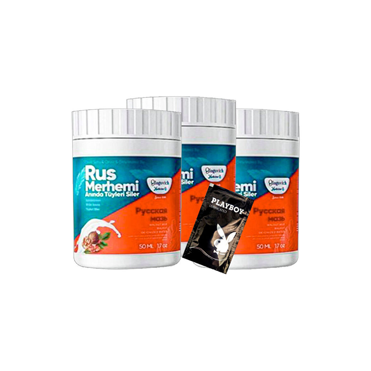 Turquoise Glegnid Ceviz & Ceviz Sütü İçerikli 3 Adet Rus Merhemi 50 ml Tüy Dökücü Zayıflatıcı Krem + Jel Hediye