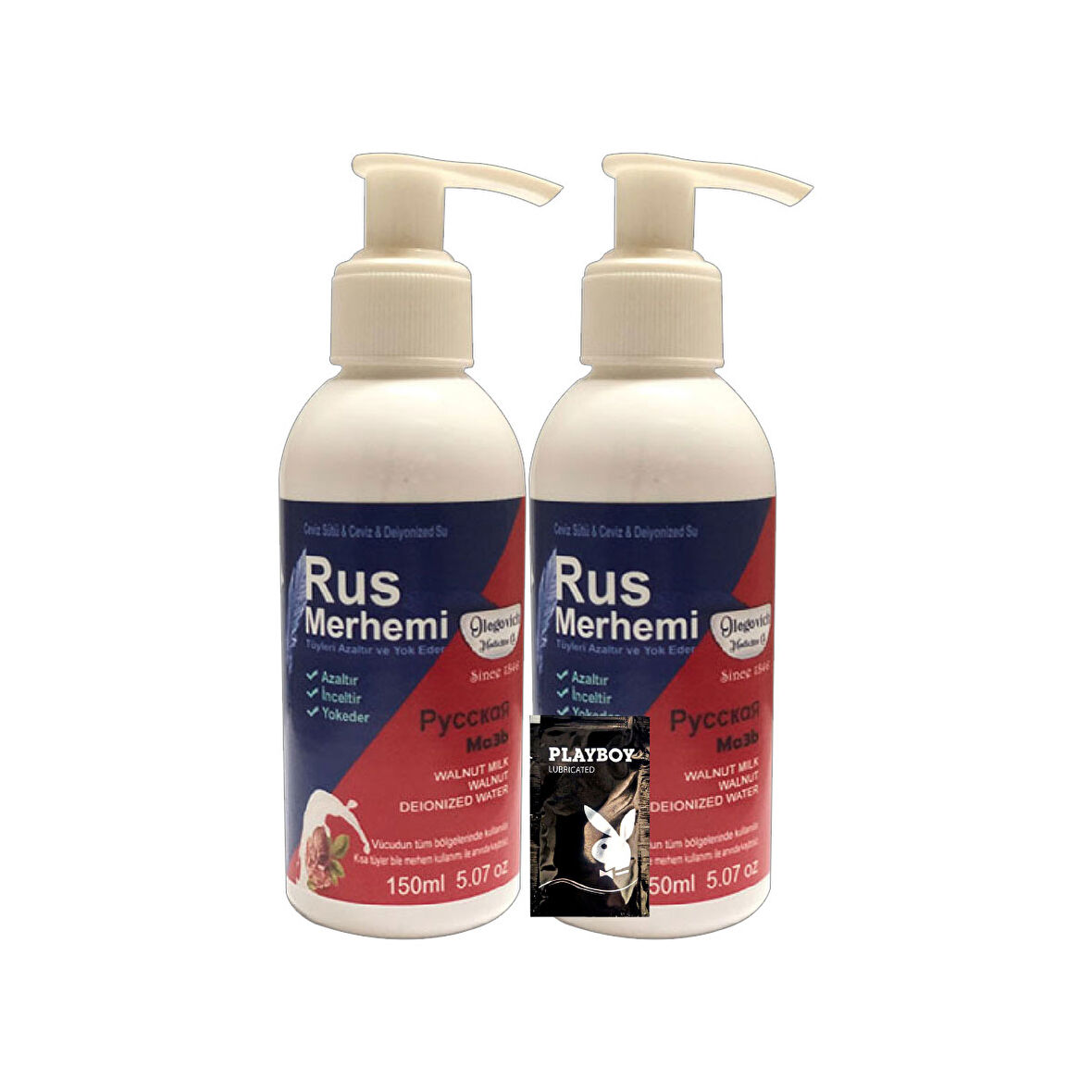 Blue Glegnid 2 Adet 150 ml Cevizli & Ceviz Sütlü Tüy Dökücü Zayıflatıcı Krem - Rus Merhemi + Jel Hediye
