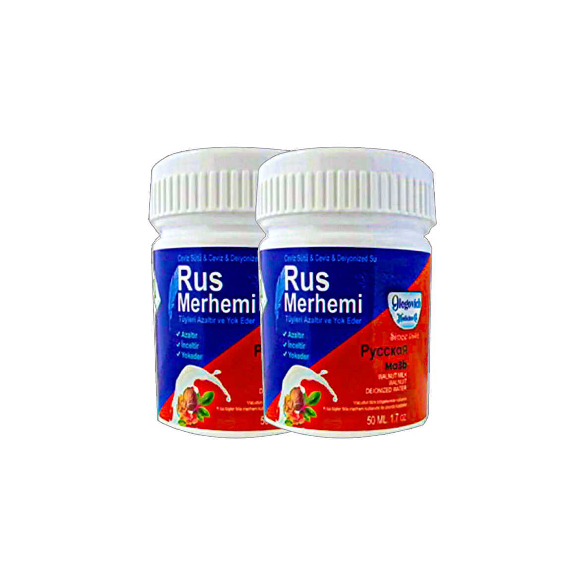 Rus Merhemi Pürüzsüz Cilt İçin 2 Adet 50 ml Tüy Dökücü Zayıflatıcı İnceltici Krem