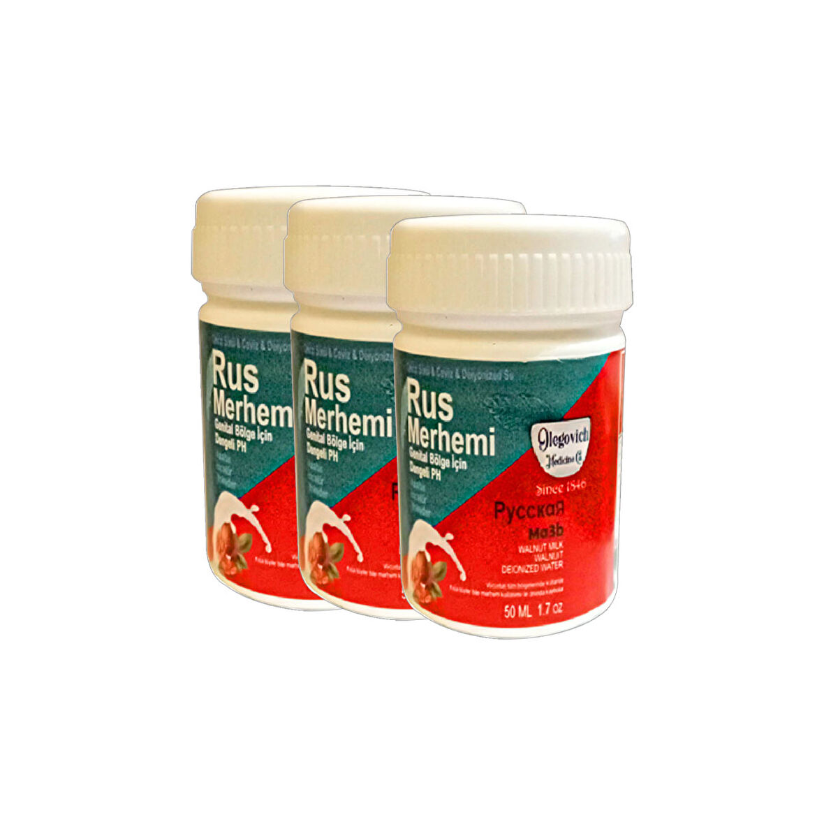 Rus Merhemi 3 Adet Özel Bölge Tüy Dökücü Zayıflatıcı Krem Valnut Milk & Walnut genital area hair removal cream 50 ml