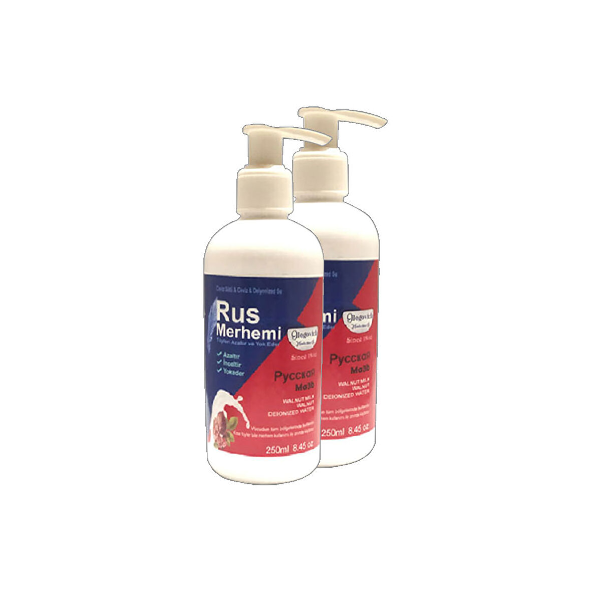Rus Merhemi 250 ml 2 Adet Ceviz Sütlü & Cevizli Tüy Dökücü İnceltici Zayıflatıcı Krem