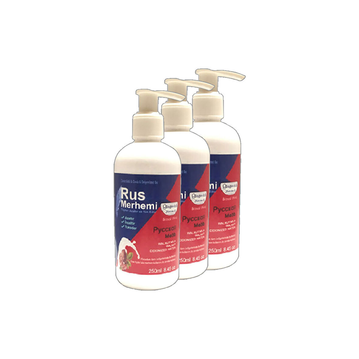 Rus Merhemi 250 ml 3 Adet Ceviz Sütlü & Cevizli Tüy Dökücü İnceltici Zayıflatıcı Krem
