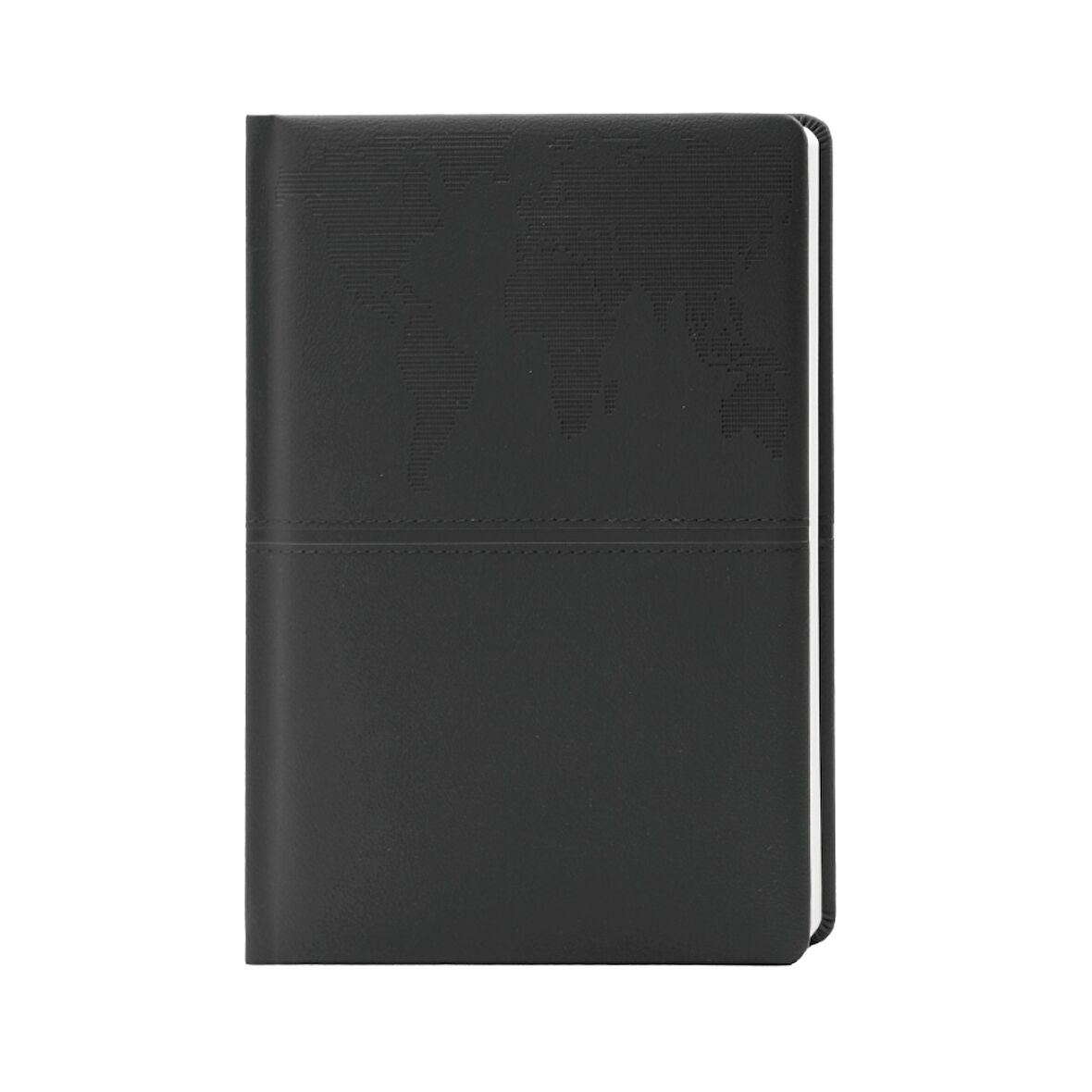 Siyah Deri Ajanda Krem Kağıt, Çizgili, 336 Sayfa