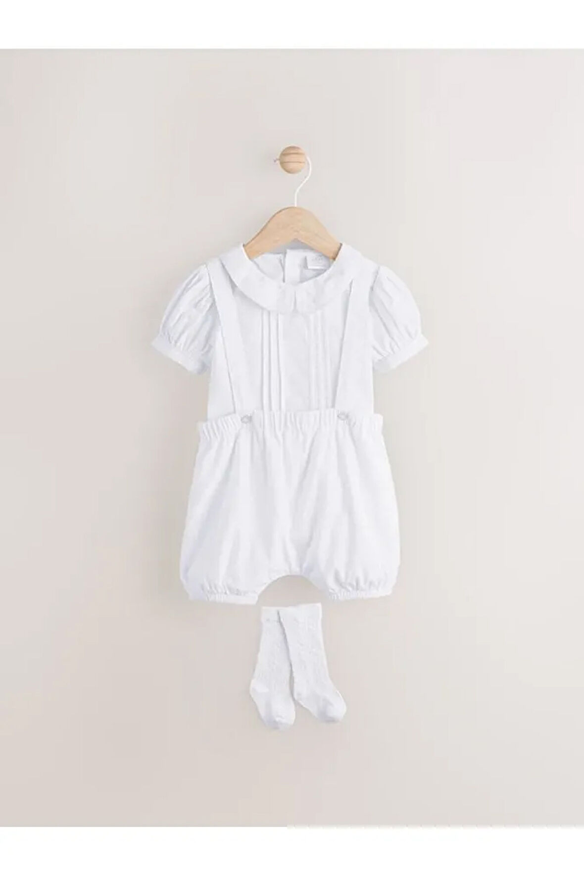 Pamuklu Beyaz Salopet Body Zıbın Çorap 3'lü Set
