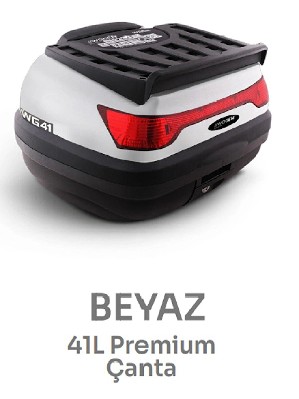 41 Lt Motosiklet Arka Çantası Üst Bagaj Sırt Dayama Premium Beyaz [orjinal Sırt Pedi]