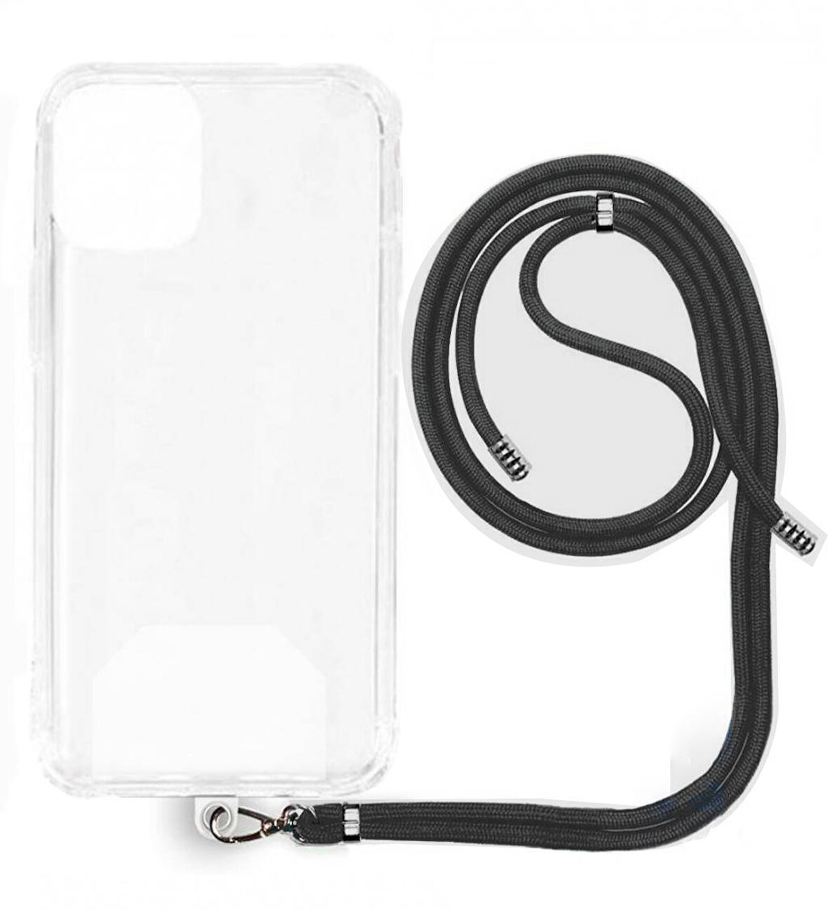 Apple iPhone 14 İp Askılı Şeffaf Silikon Kılıf Siyah