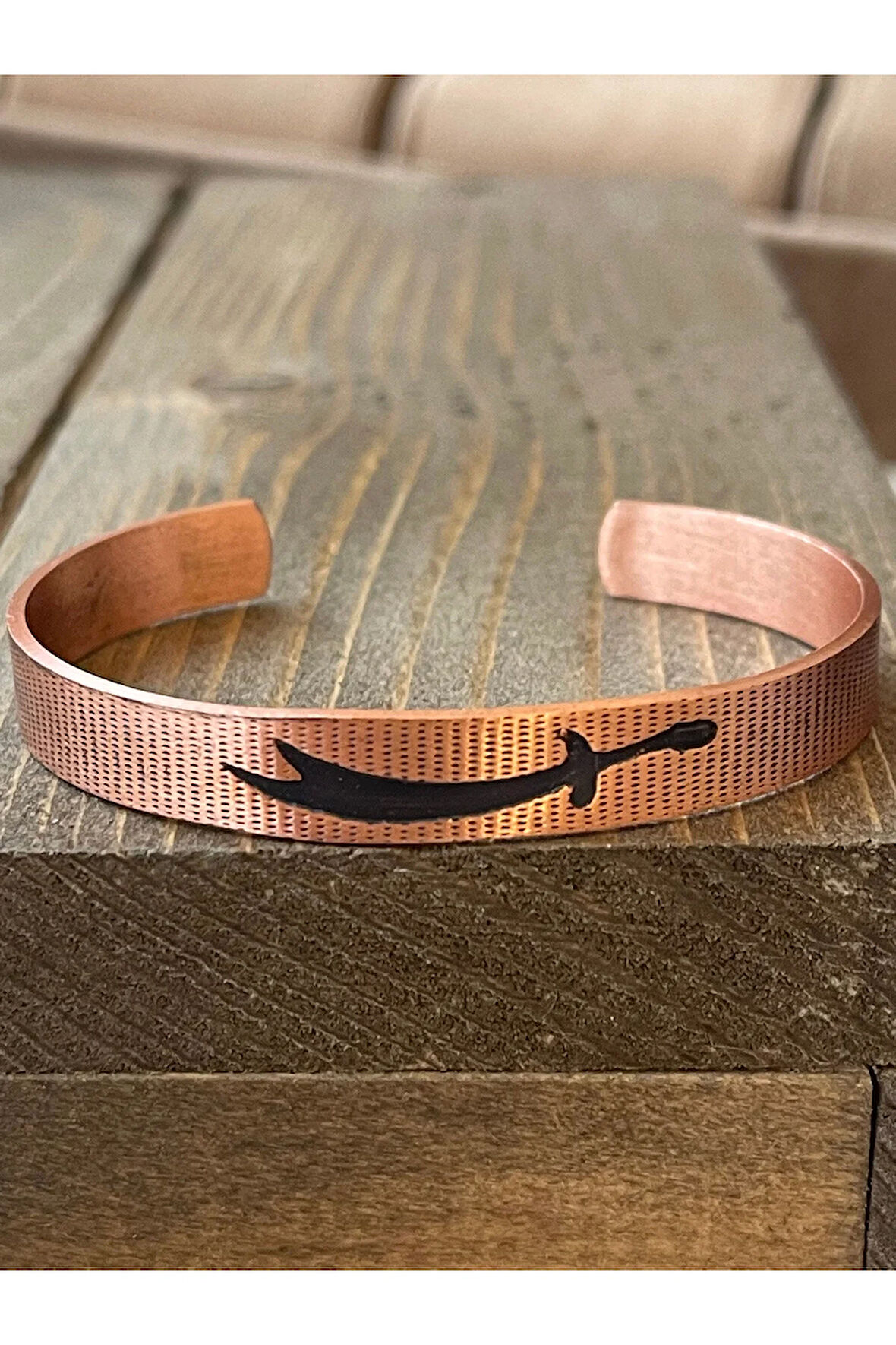 %100 Saf Bakır Bileklik , Zülfikar Kılıç İşlemeli Bakır Bileklik