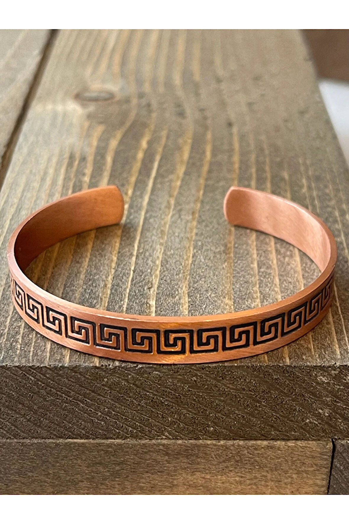 %100 Saf Bakır Bileklik , Etnik Desenli Ayarlanabilir Ölçü Saf Bakır Bileklik
