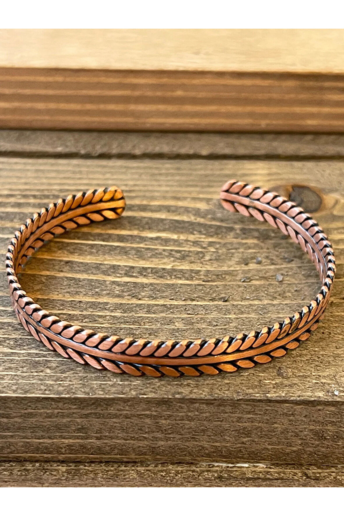 Saf Bakır Bileklik Arpa Modeli Saf Bakır Kelepçe