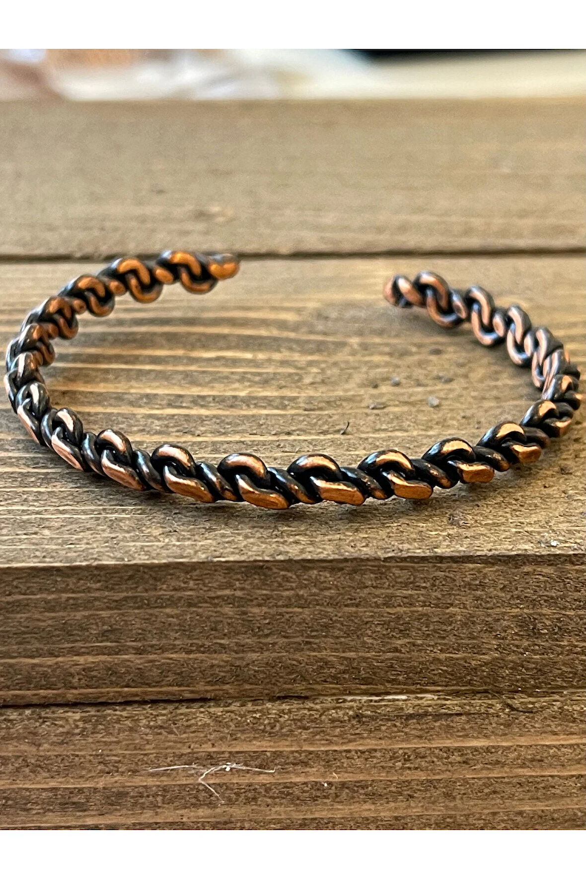 Saf Bakır Bileklik Eskitme Model Bakır Kelepçe Bileklik