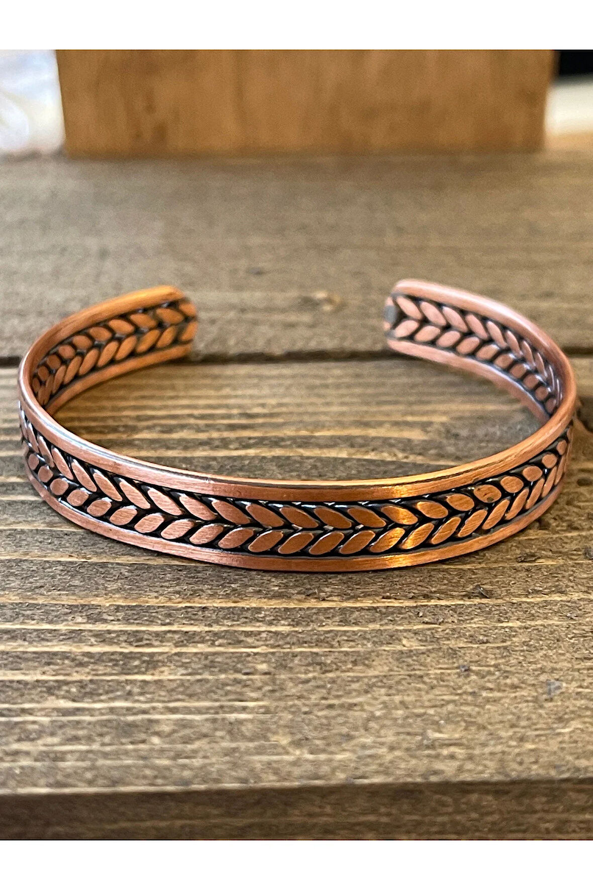 Saf Bakır Bileklik Arpa Modeli Bakır Kelepçe Bileklik