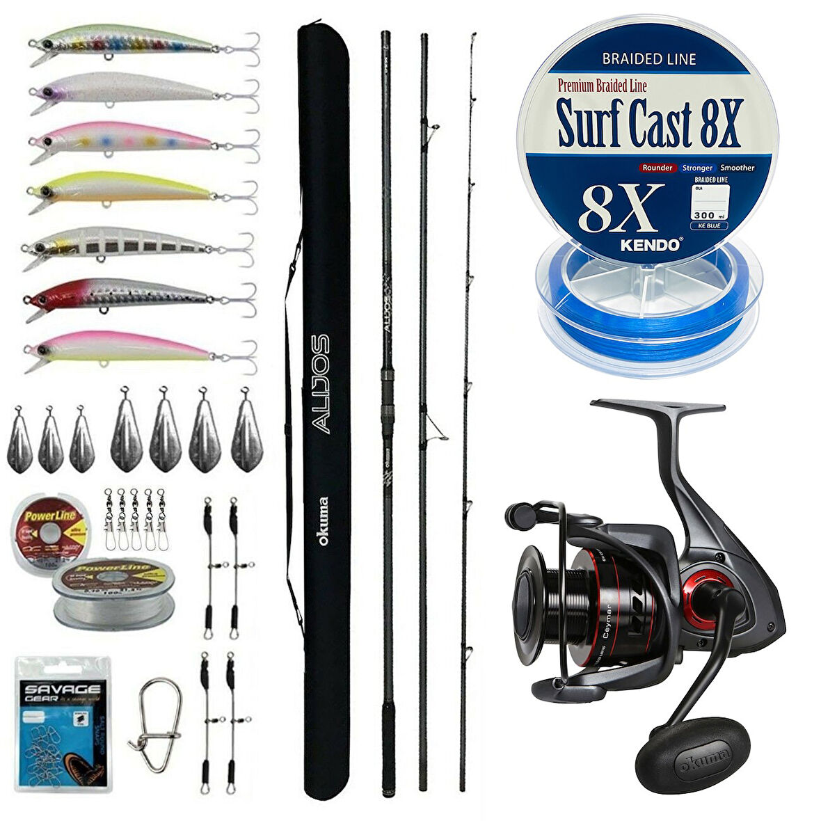 YekOutdoor Yüksek Performans Okuma Olta Seti Okuma Alijos Surf 435 cm 100+250 gr 3 Parça&Okuma Ceymar C-8000A Olta Makinesi