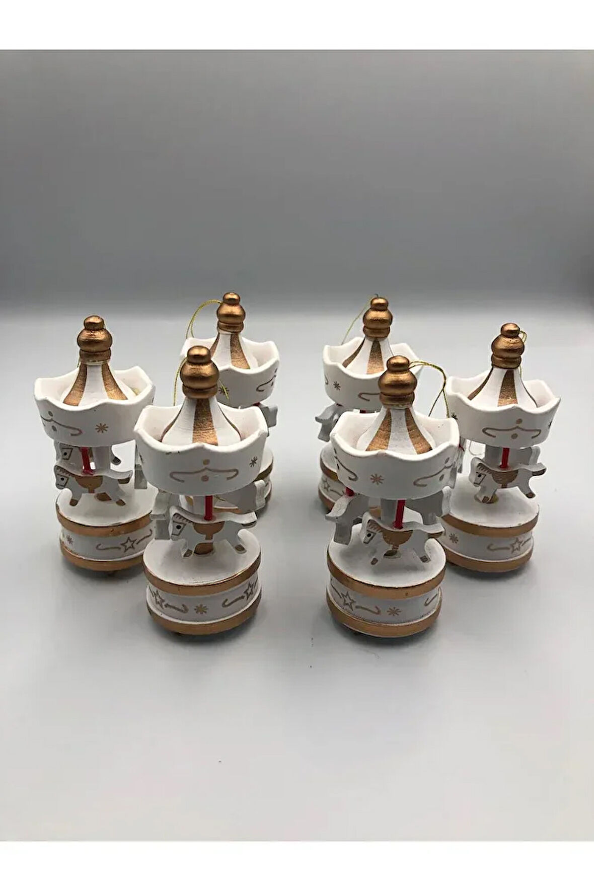 6lı Set Atlı Karınca Mini Beyaz Nostaljik El Yapımı Hediyelik Süs Yılbaşı Hediyeliği Özel Gün