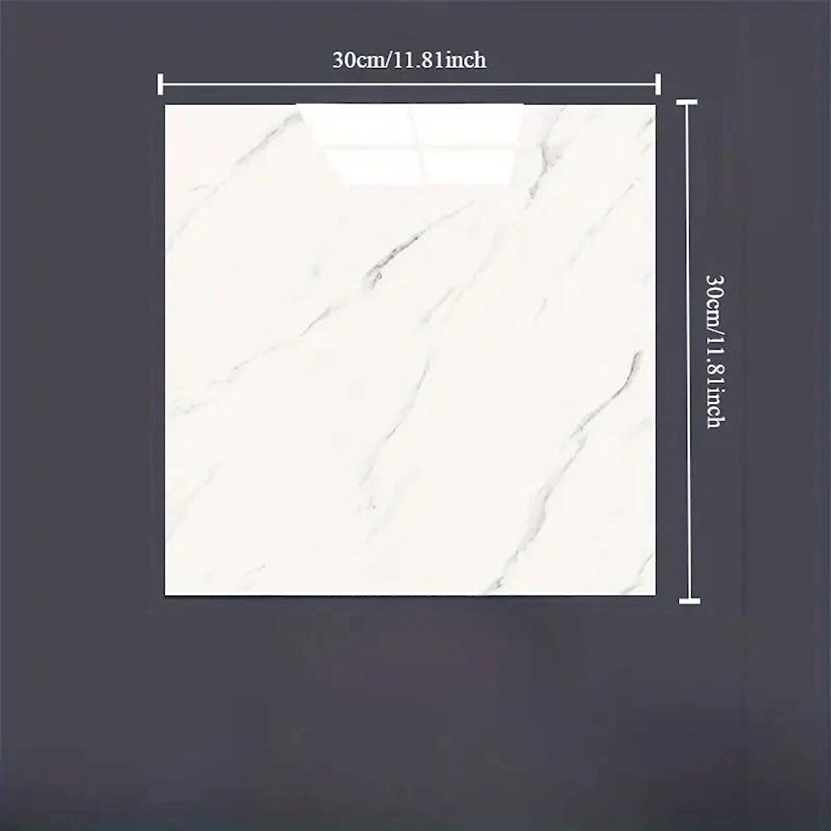 Beyaz Mermer Desenli Alüminyum Plastik Duvar Sticker (30*30)