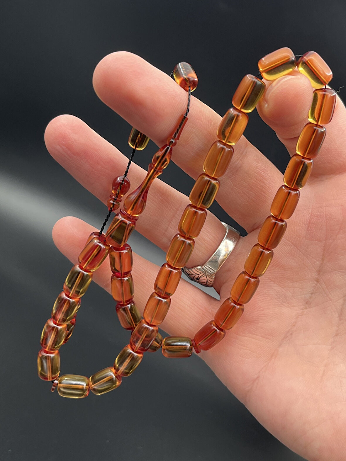 Bal Rengi Transparan Ateş Kehribar Tesbih 33'lü Kapsül Kesim 7x10 mm – AK410230.190425