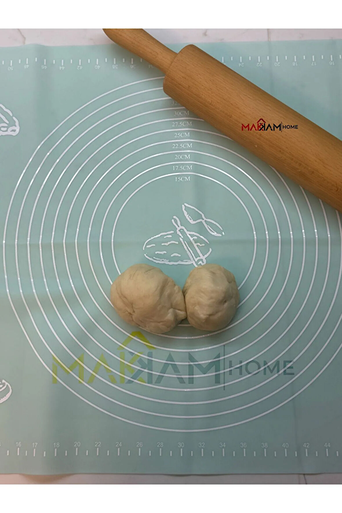 Büyük Boy Silikon Suyeşili Hamur Açma Matı Büyük Ölçü 45x65 Büyük