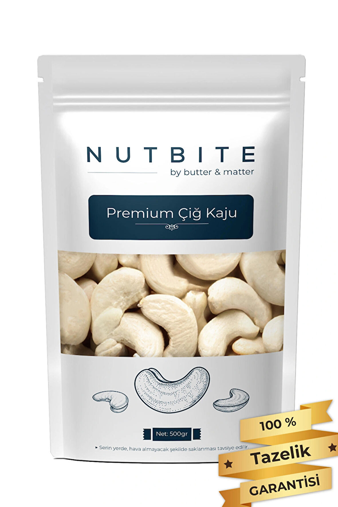 NUTBITE Premium Çiğ Kaju 500gr - Taptaze Yeni Mahsül - Yağsız & Tuzsuz Naturel Hafif Atıştırmalık Kuruyemiş