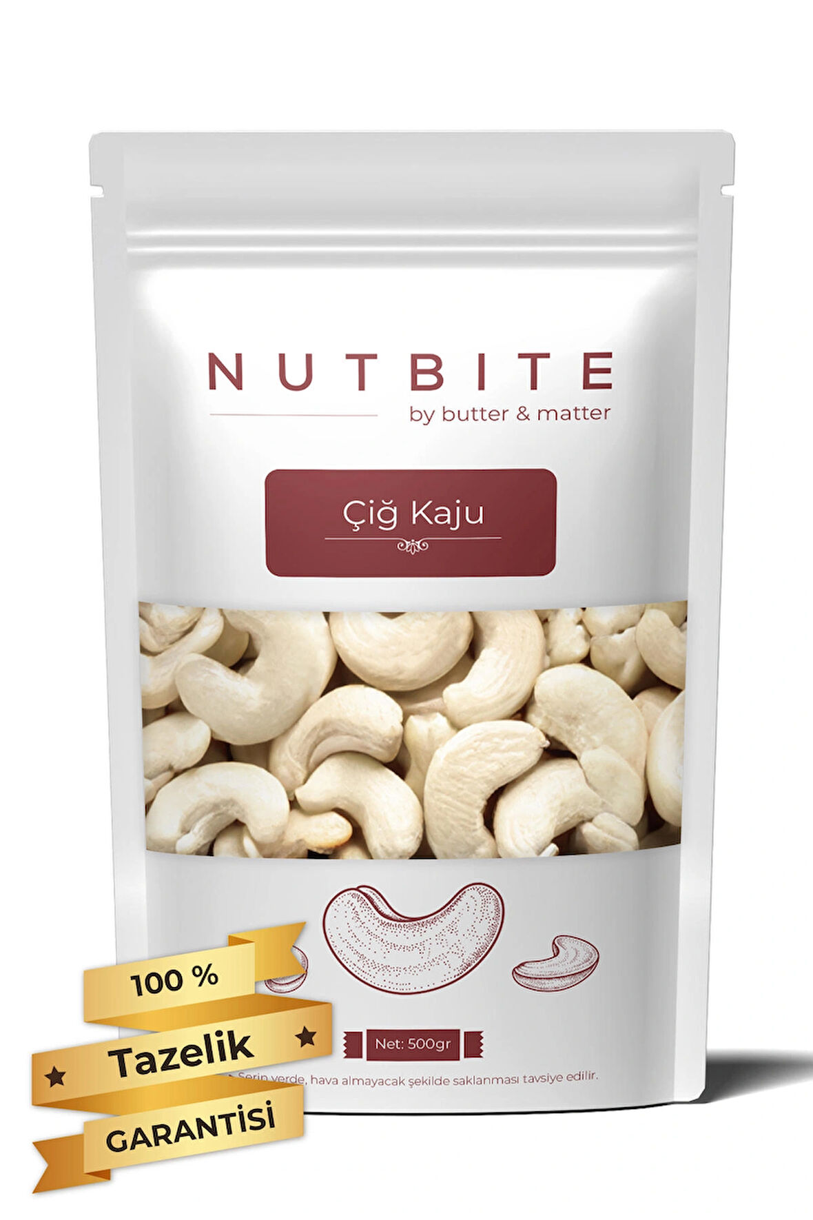 NUTBITE Çiğ Kaju 500gr - Taptaze Yeni Mahsül - Yağsız & Tuzsuz Naturel Hafif Atıştırmalık Kuruyemiş