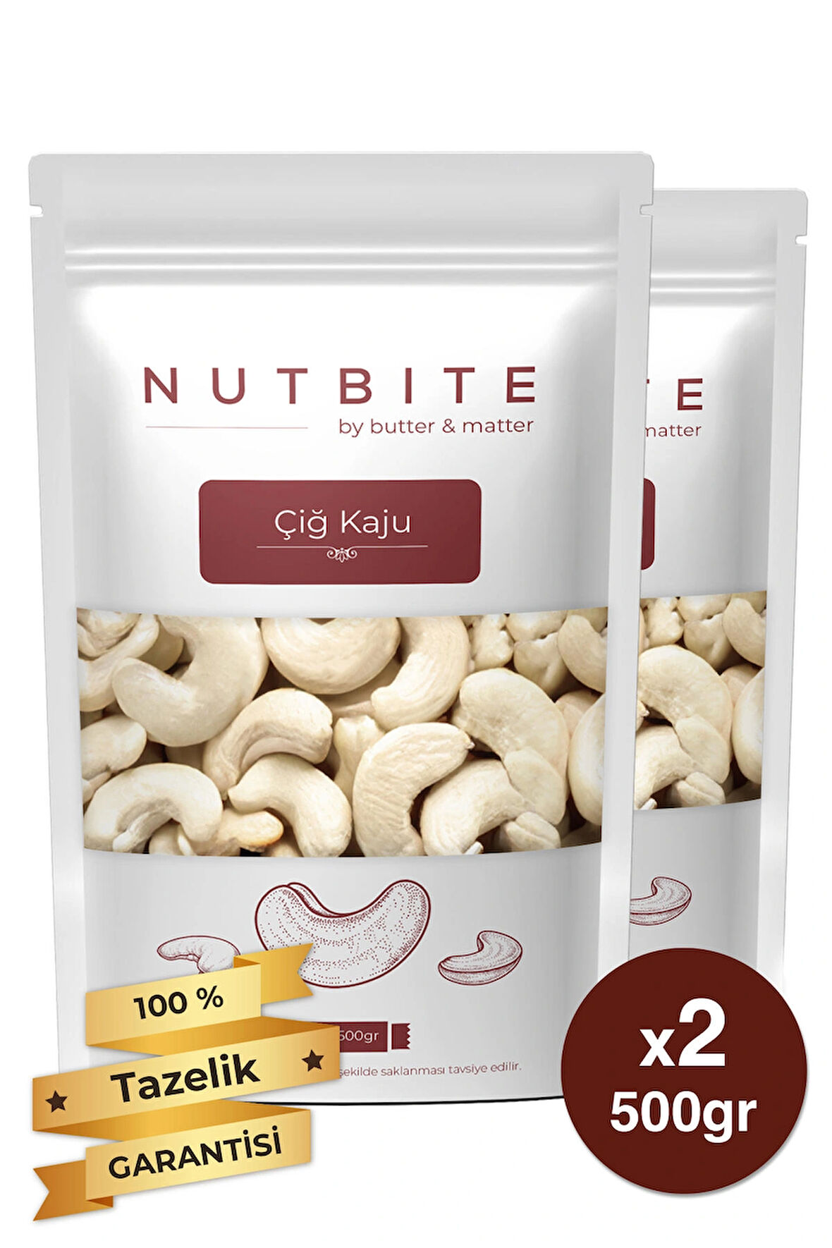 NUTBITE Çiğ Kaju 1kg - Taptaze Yeni Mahsül - Yağsız & Tuzsuz Naturel Hafif Atıştırmalık Kuruyemiş