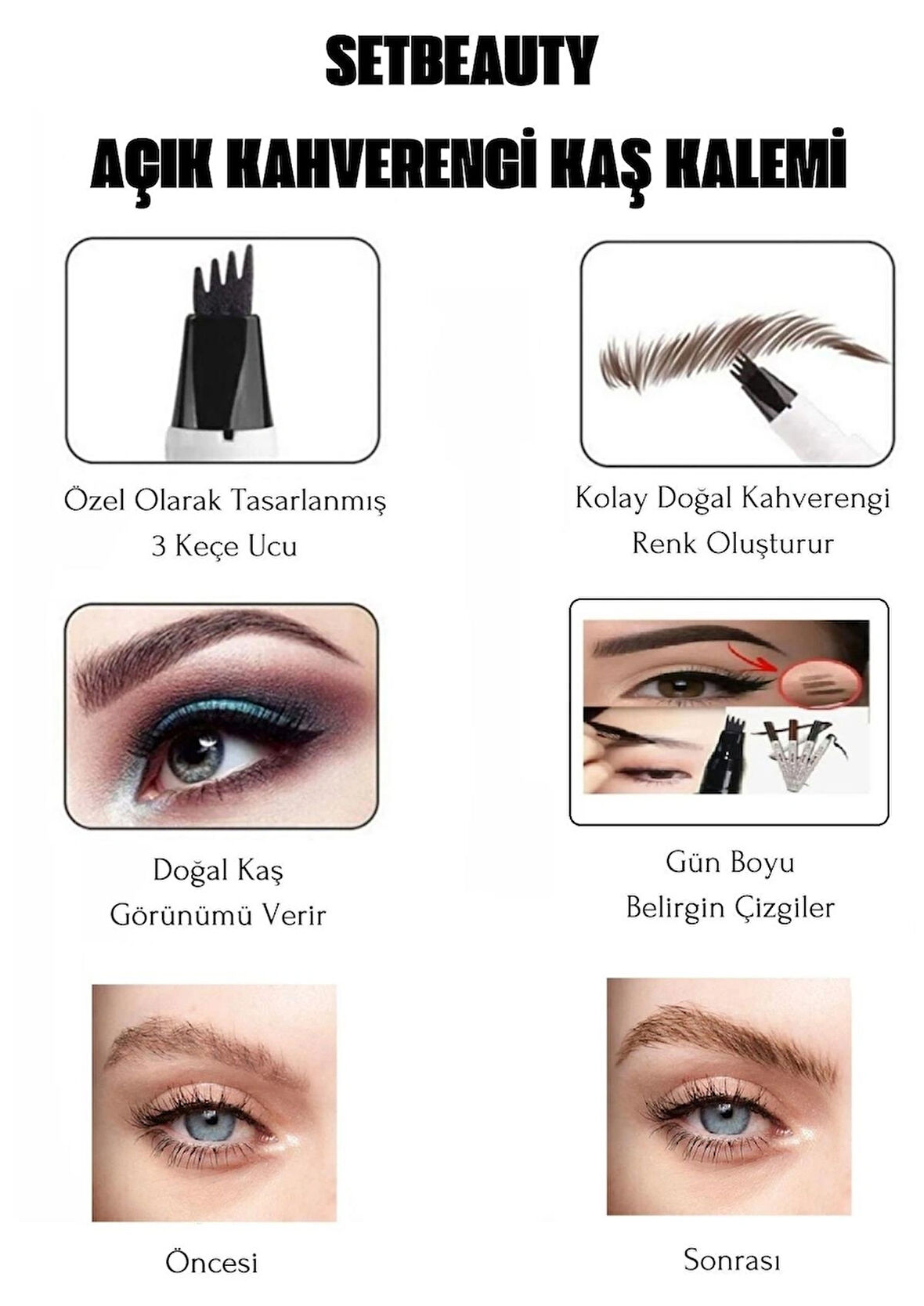 Kaş Doldurma Tırtıklı Şekillendirme Açık Kahverengi Kalemi