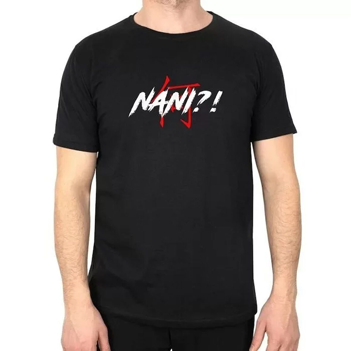 AKNButik Unisex Bisiklet Yaka Baskılı Oversize T-Shirt - Siyah