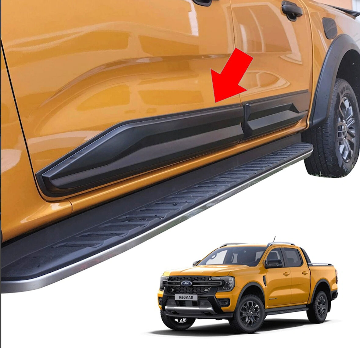 Ford Ranger T9 Kapı Kaplama Seti Kapı Koruma Kaplaması 2023 - 2024
