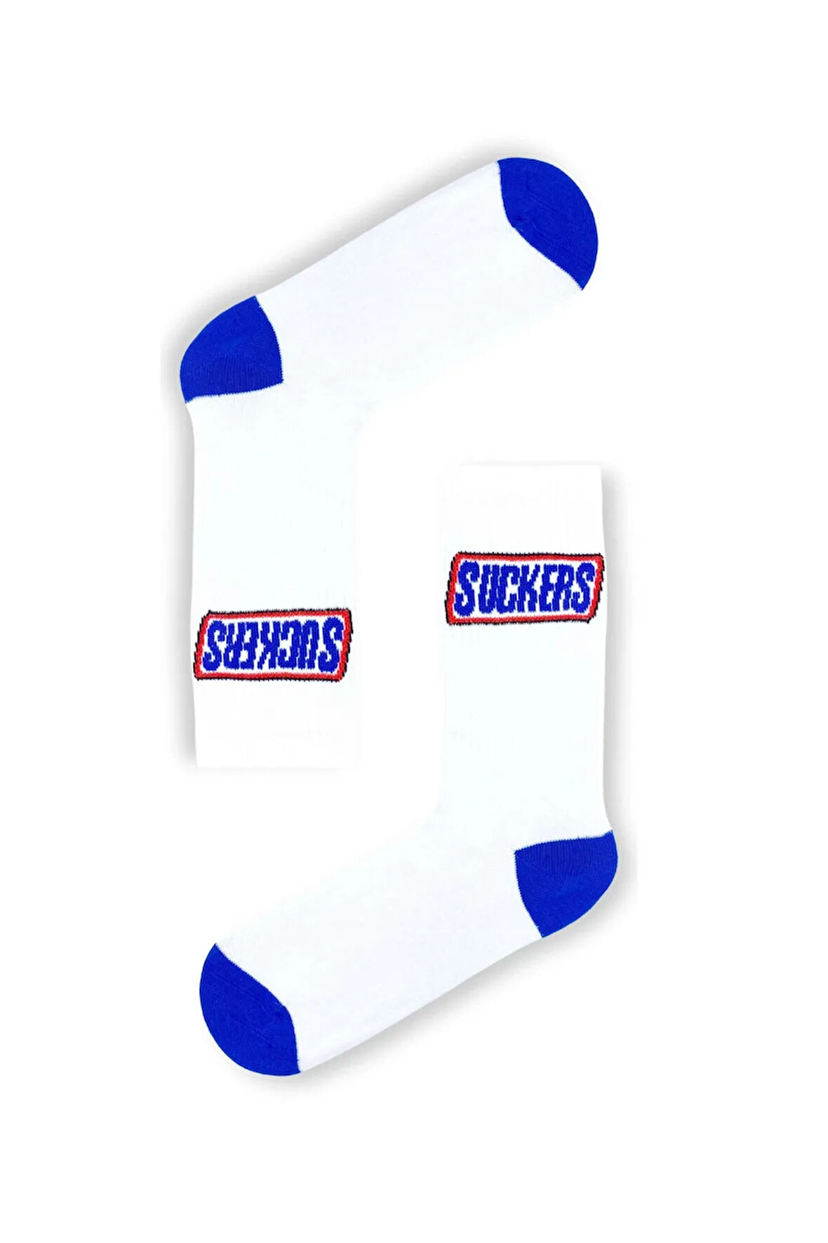 S.ckers Yazılı Beyaz Mavi Tenis Spor Çorap