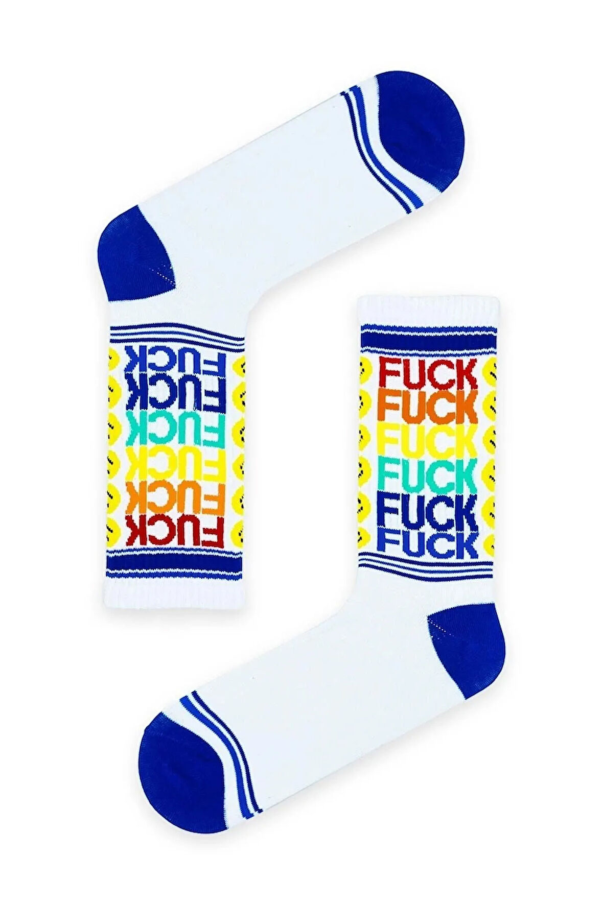 Renkli F.ck Yazılı Tenis Spor Çorap
