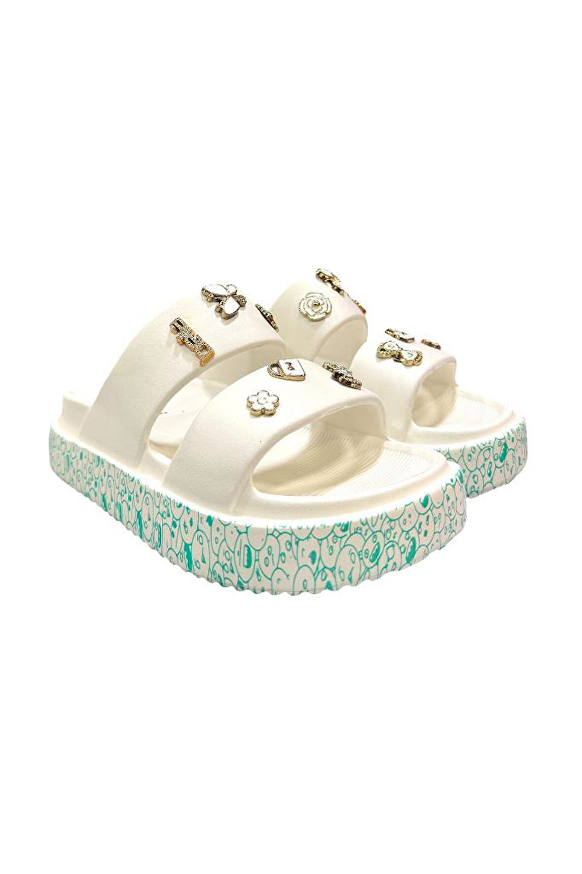 Akınalbella Aksesuarlı Günlük Çift Bantlı Kadın Terlik 