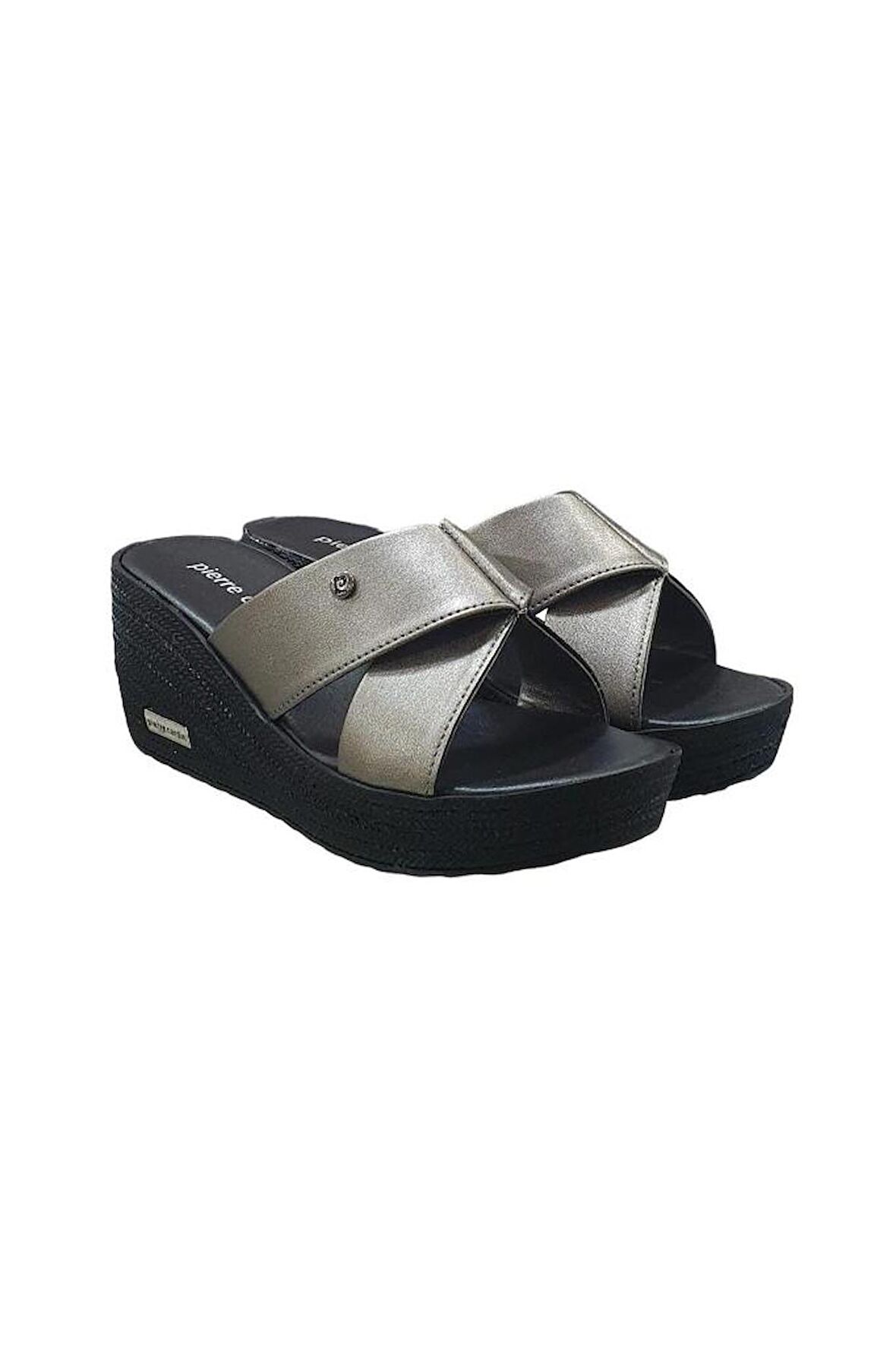 Pierre Cardin Üstü Çapraz Dolgu Topuk Günlük Bayan Terlik