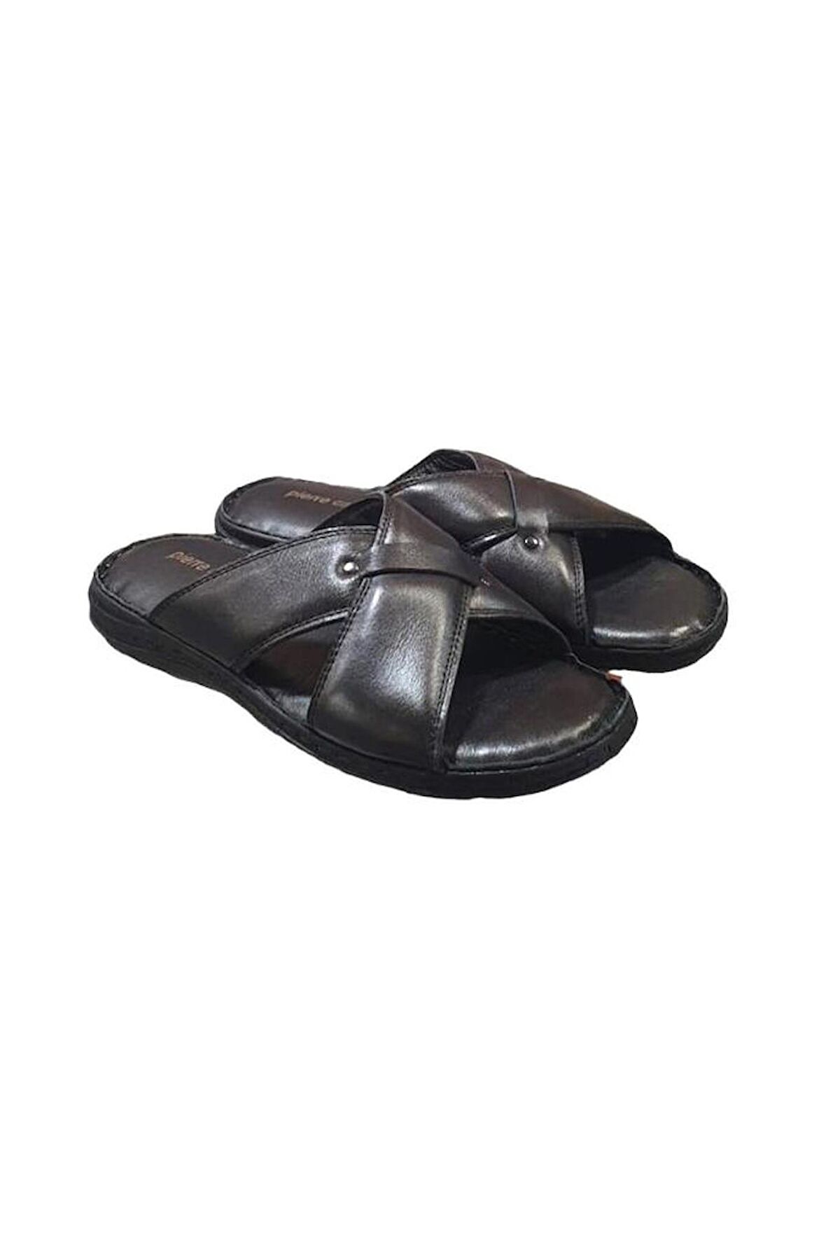 Pierre Cardin Üstü Çapraz Puflu Taban Hakiki Deri Erkek Terlik