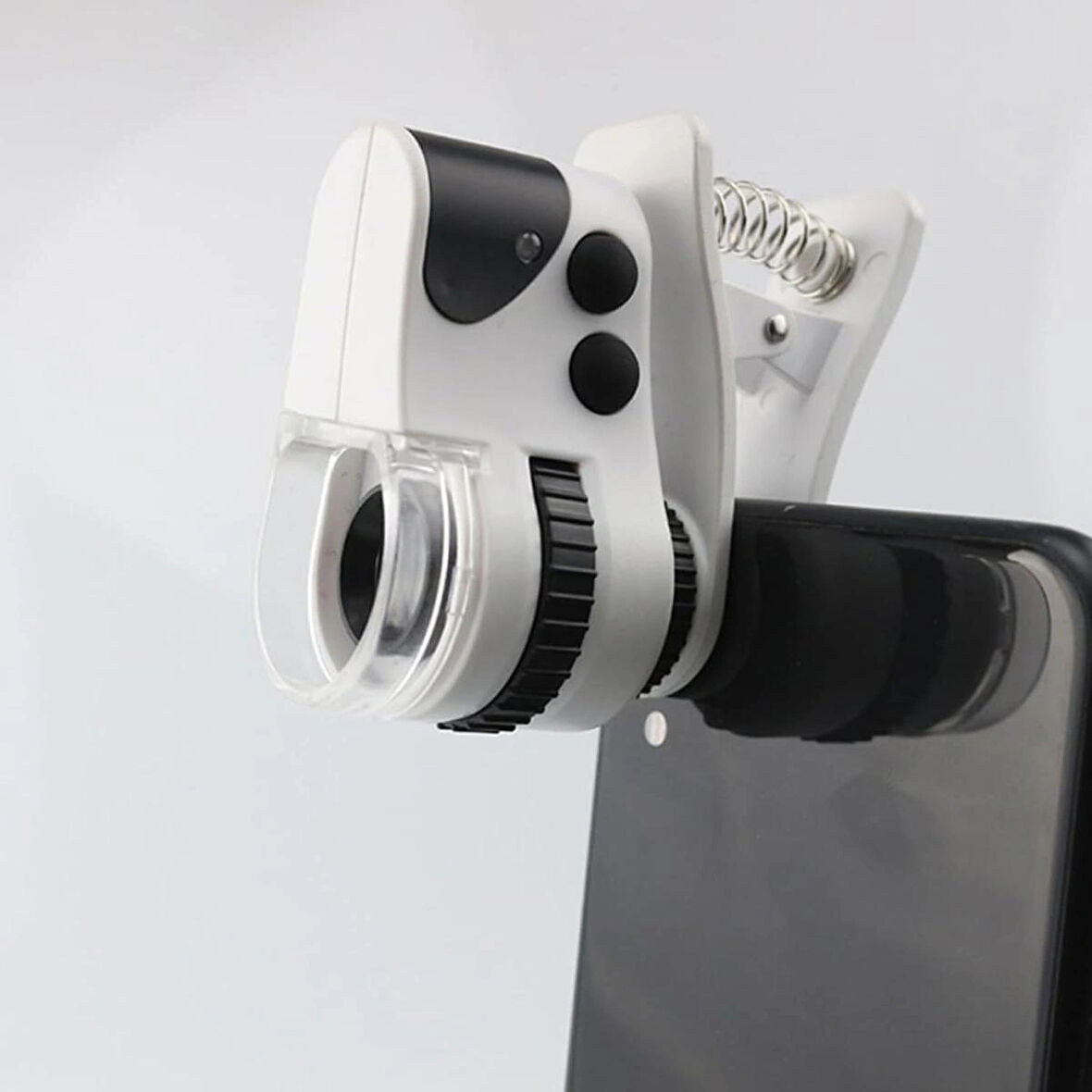 Microcase 60X Mini Cep Telefonu için Mandallı Mikroskop UV Ledli Büyüteç - AL4727