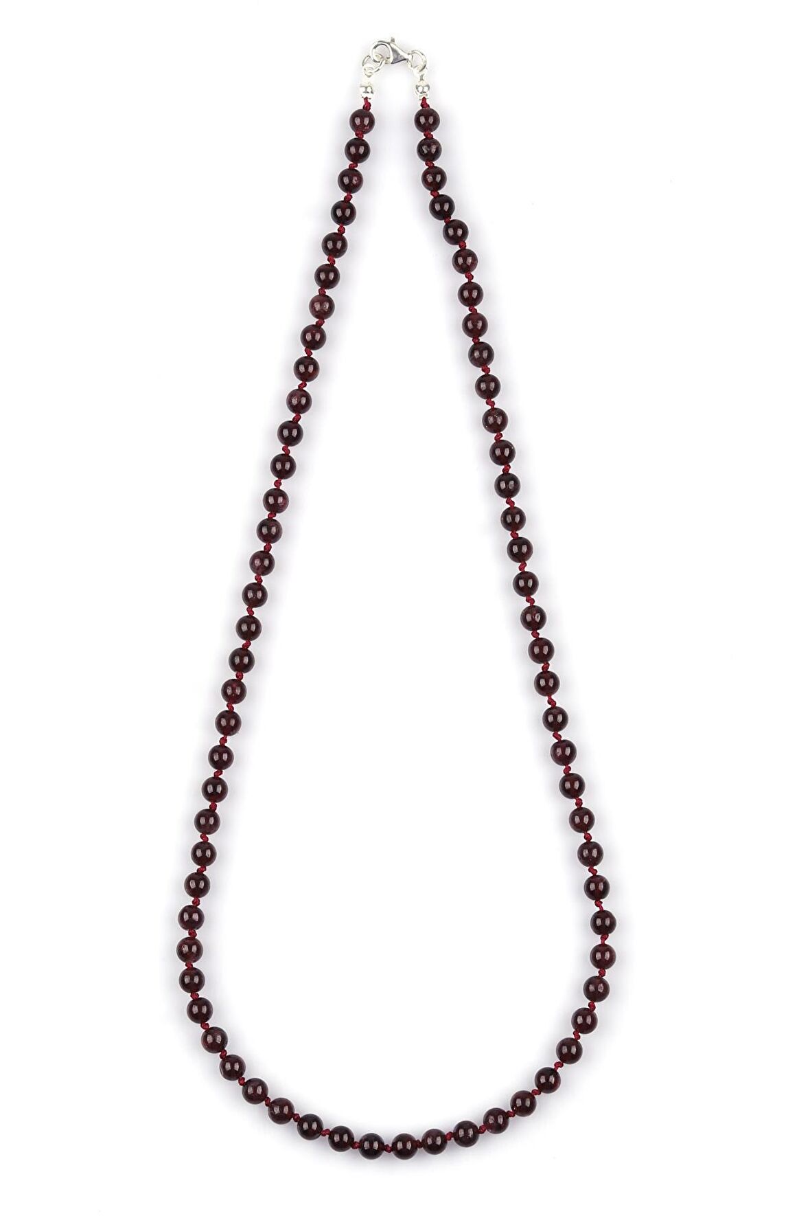Granat-Lal Doğal Taş 6 mm Düğümlü Kolye
