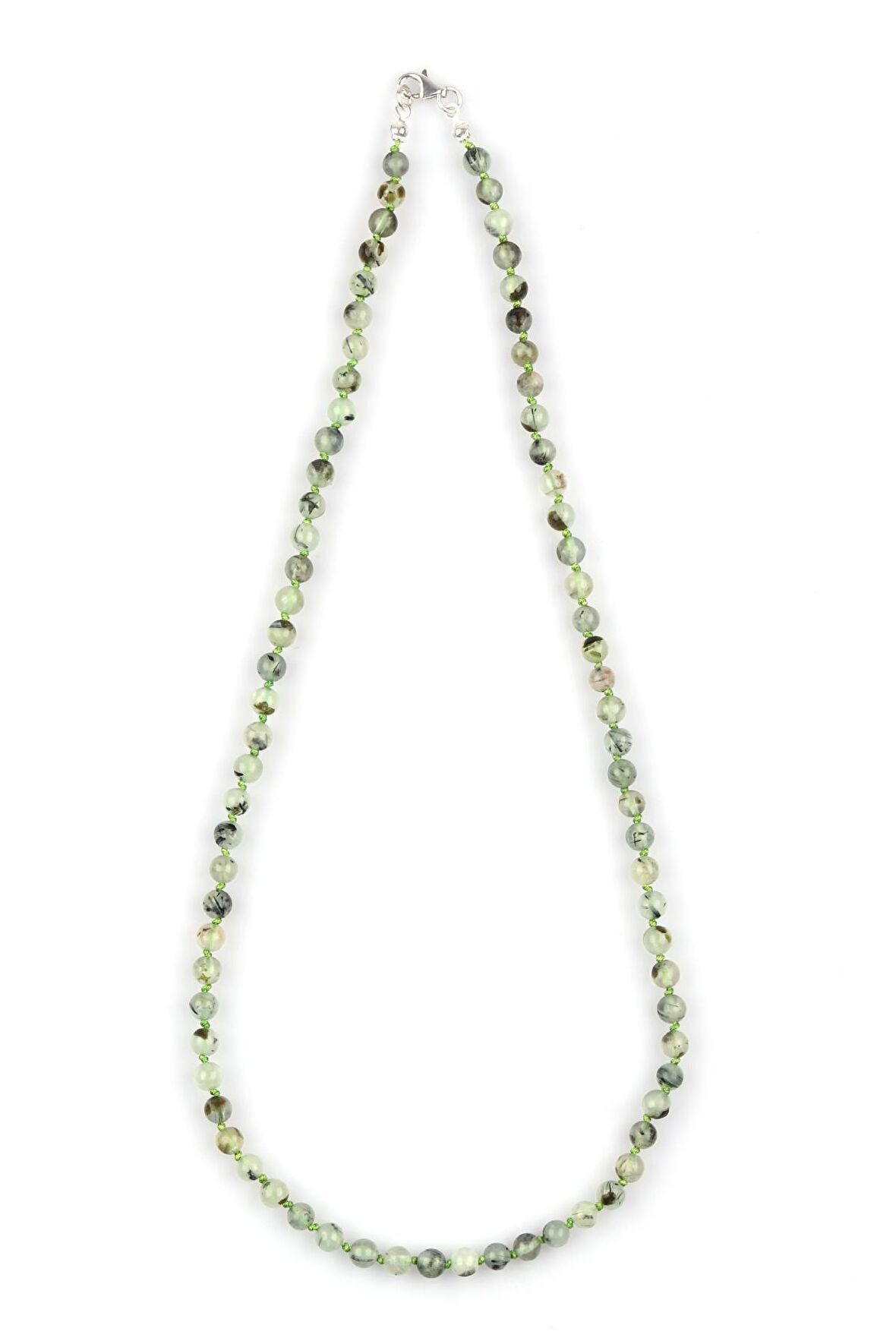 Prehnite Doğal Taş 6 mm Düğümlü Kolye