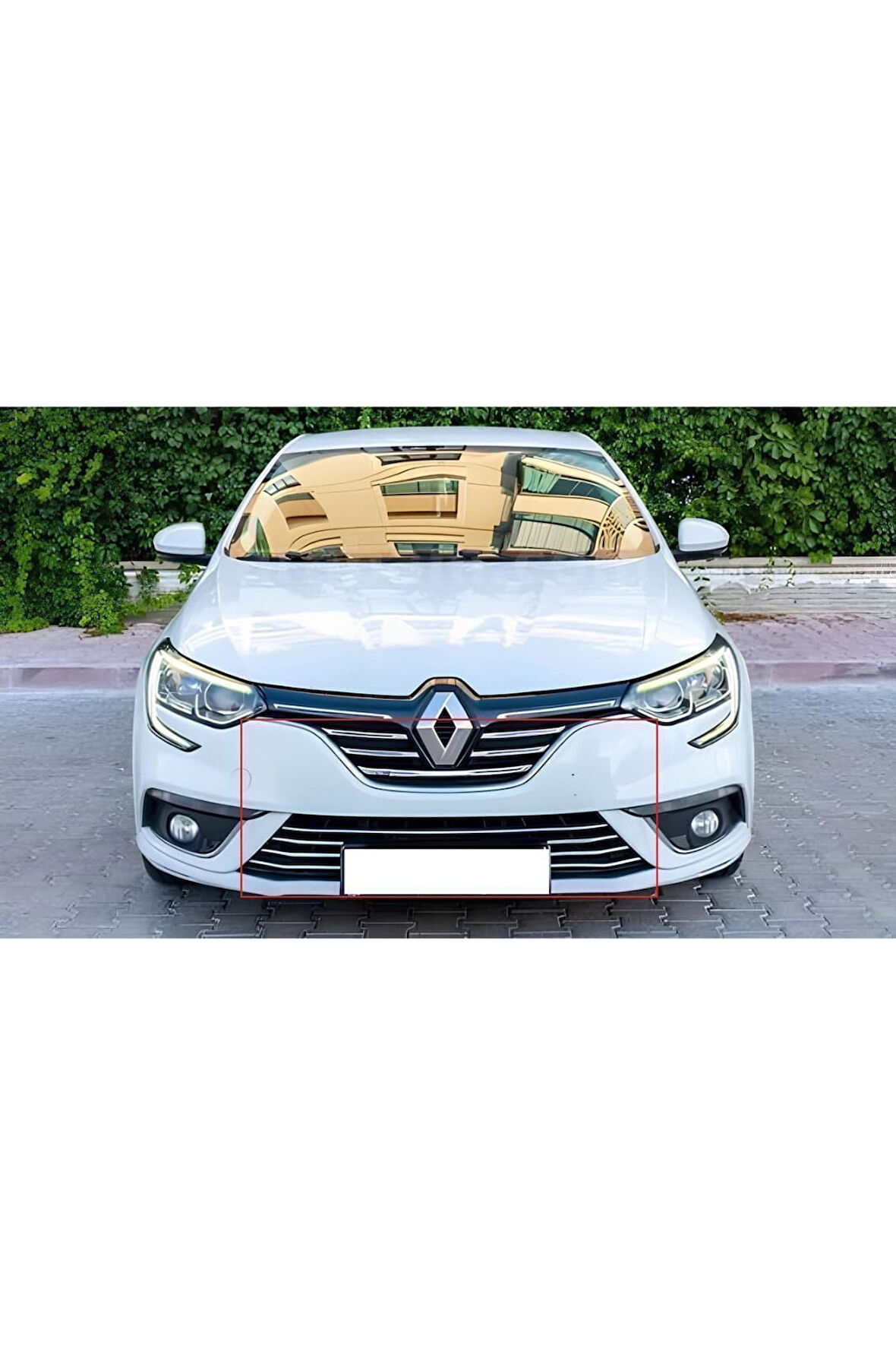 Renault Megane 4 Krom Ön Panjur+Ön Tampon Çıtası Set 2016-2020 Model Arası Uyumlu P.Çelik