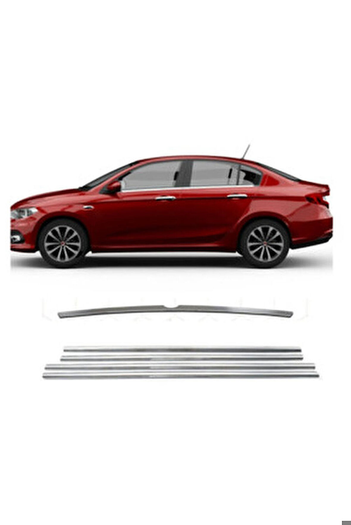 Fiat Egea Sedan Krom 2'li Set Cam Çıtası+Bagaj çıtası Paslanmaz Çelik