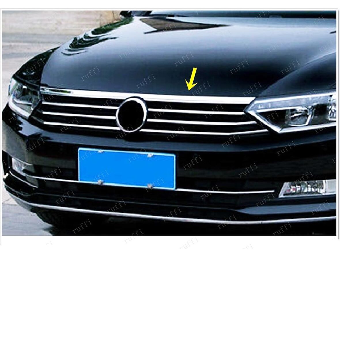 Vw Passat B8 Krom  Far Üstü Çıta Ön Panjur 1 Prç. 2015-2019 Arası P. Çelik