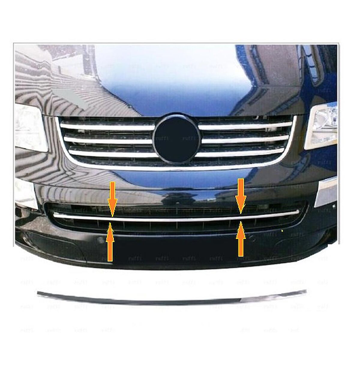 VW T5 CARAVELLE Krom Ön Tampon Çıtası 2003-2010 P. Çelik